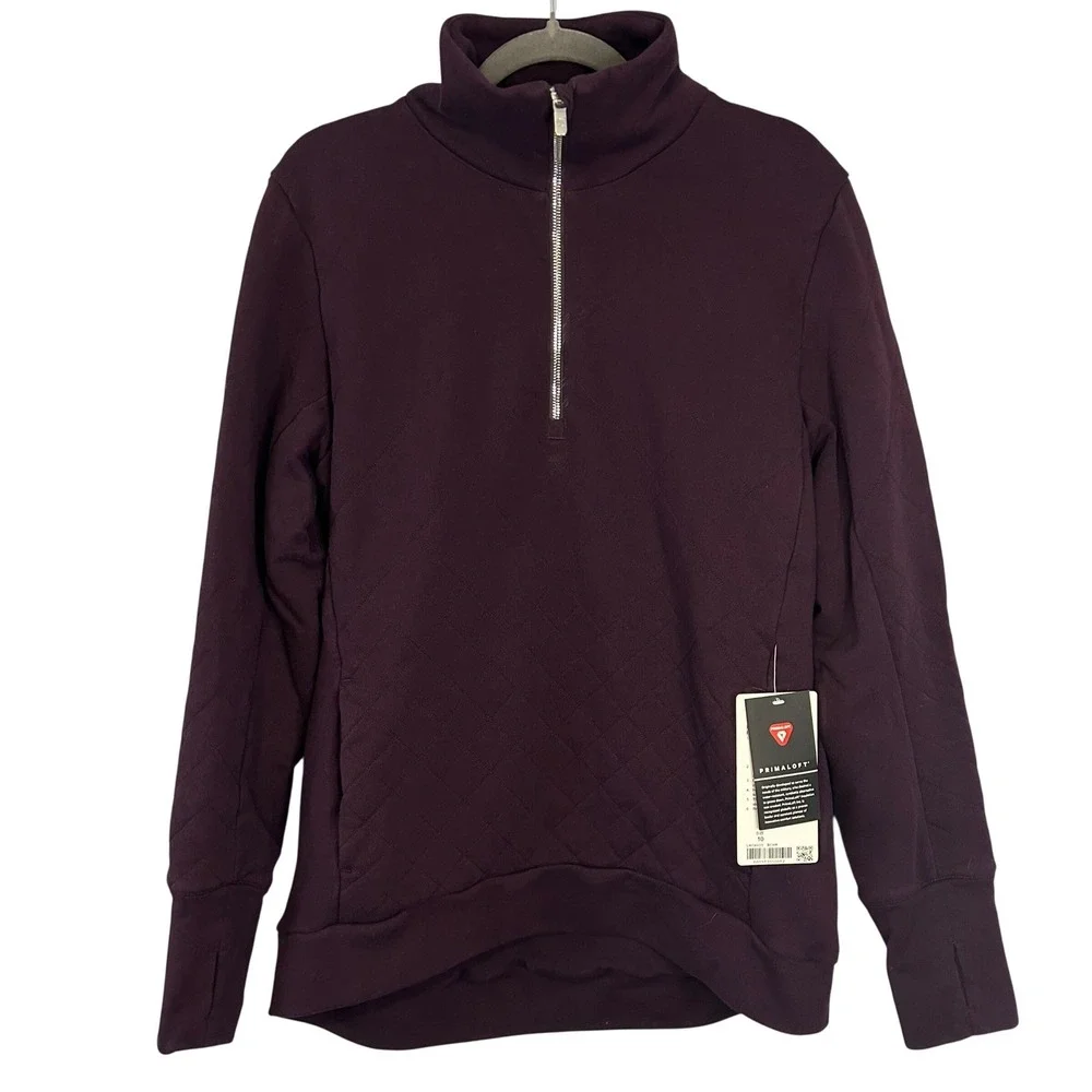 Lululemon Forever Warm Pullover Black Cherry Quilted Half Zip Size 10 NWT - Picture 2 of 13